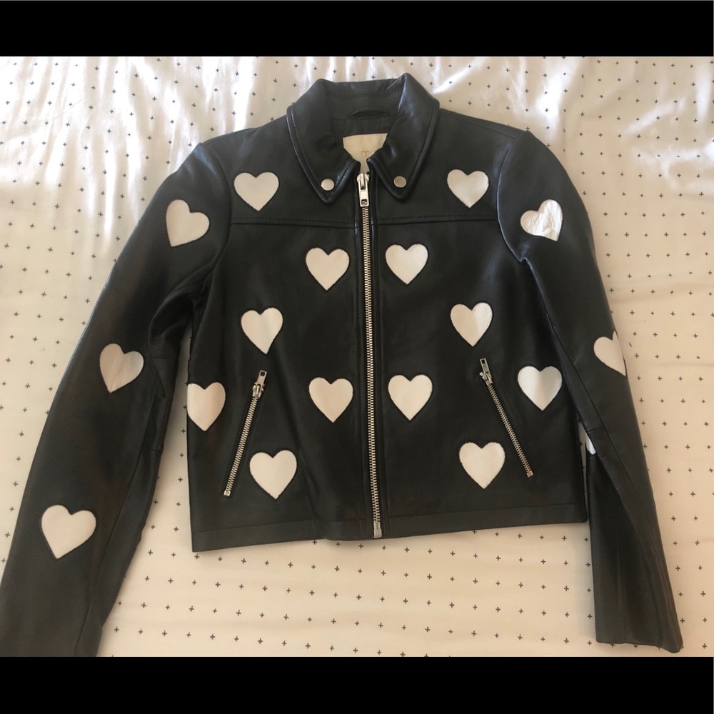 NWOT MAJE Heart detail leather jacket 36/S